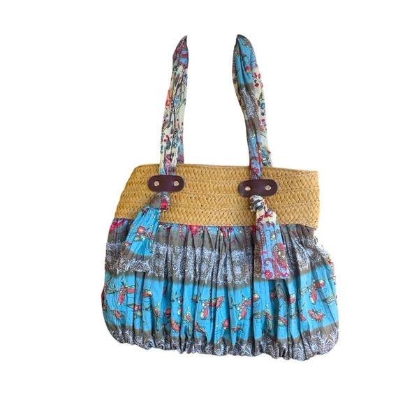 BOHO TOTE BAG/WOMEN'S BUTTERFLY LIGHTWEIGHT FLORAL PRINT BAG ZIPPER‎ CLOSURE - Picture 1 of 12